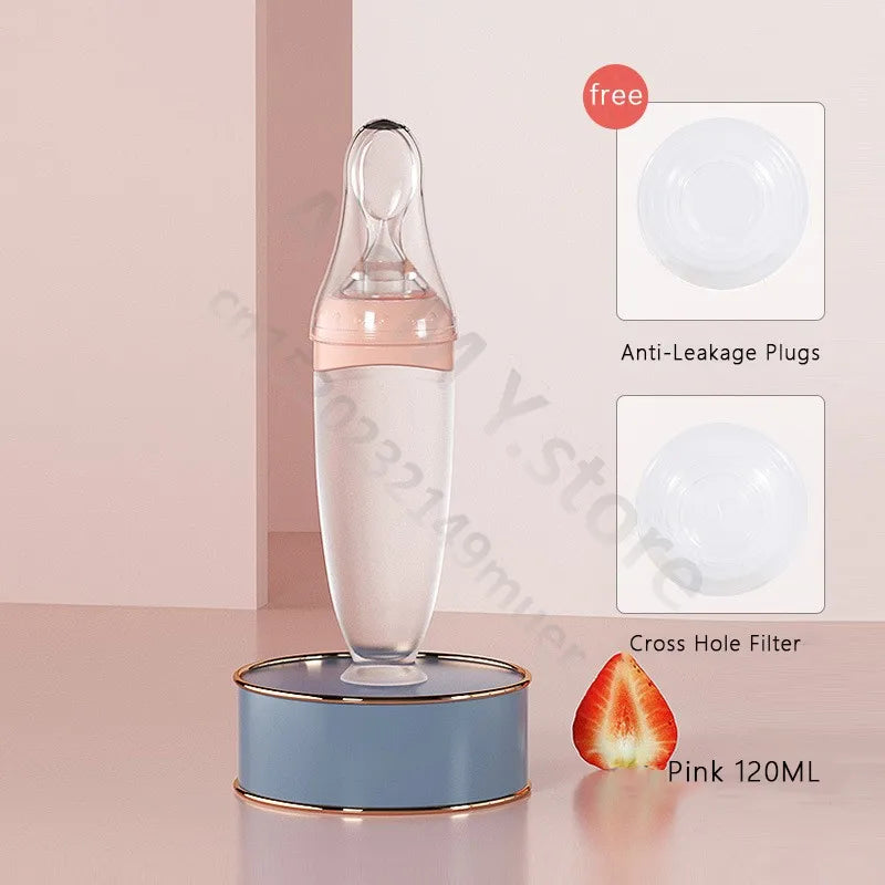 SqueezeFeeder Baby Silicone Feeding Bottle with Spoon