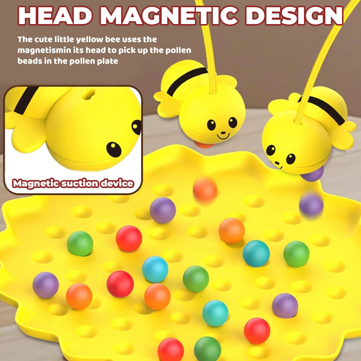 🐝 Little Bees Collect Pearls – Magnetic Tabletop Fishing Game