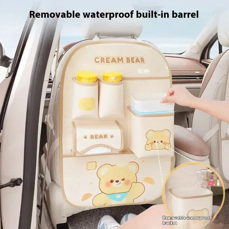 Cute Animal Car Seat Back Organiser – Kids Travel Storage 🐻🚗✨