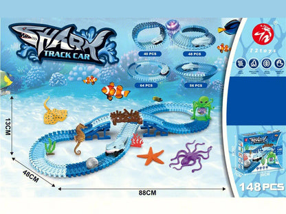Shark Track Adventure – Flexible Race Track with Light-Up Car