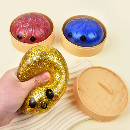 Giant Dumpling Squeeze Toy – Soft Squishy Fidget with Bamboo Steamer 🥟✨