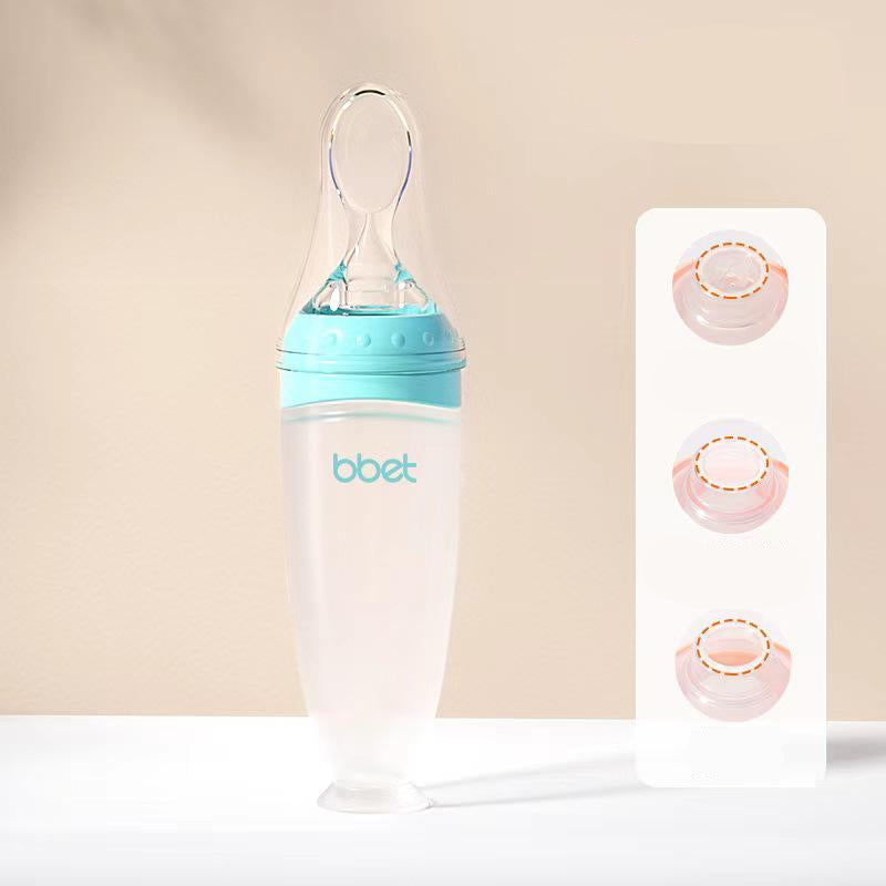 SqueezeFeeder Baby Silicone Feeding Bottle with Spoon